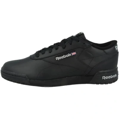 Image of Reebok Classic Exofit Clean LOGO Unisex Trainers, Size: 9, Black/silver Leather and textile