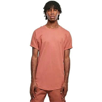 Image of Urban Classics LONG Shaped Turnup Basic Tshirt, Men&#039;s, Size: 5XL, Terracotta