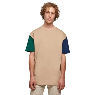 Image of Urban Classics Oversized Colorblock Print Tshirt, Men&#039;s, Size: 3XL, Unionbeige