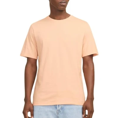 Image of JACK &amp; JONES Men&#039;s Jjeorganic Basic Tee SS O Neck Noos T Shirt, Peach Parfait, M