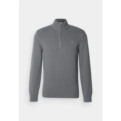 Image of GANT Casual HALF ZIP Jumper, Men&#039;s, Size: 4XL, Dark grey melange