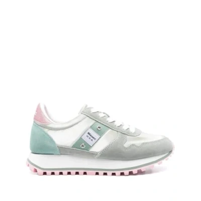 Image of Blauer Millen Trainers, Women&#039;s, Size: 4, Aqua/pink Leather and textile
