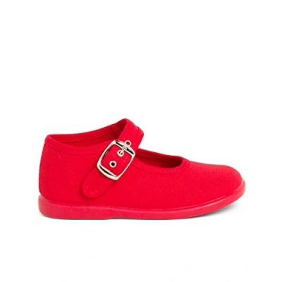Image of Pisamonas Merceditas Ankle strap ballet pumps for kids, Size: 4.5K/5K, Rojo Textile/synthetics