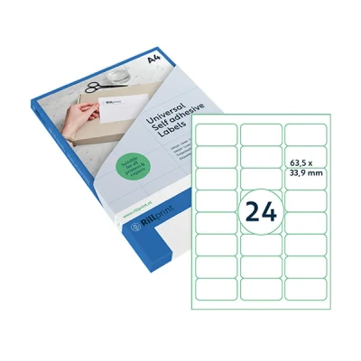 Image of Rillprint Multi Purpose Self Adhesive Labels Transparent Matt 600 Pieces 63.5 x 33.9 mm 24 per A4 Sheet Printable &amp; Removable Universal Address Stickers 25 Sheets