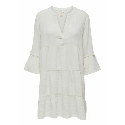 Image of ONLY Women&#039;s Onlthyra Peplon Dress Noos Wvn, Cloud Dancer, M