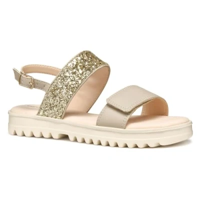 Image of Geox Coralie Sandals for kids, Size: 5, Beige/platinum Pu