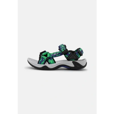 Image of CMP Men&#039;s Kids Hamal Hiking Sandal Sports Sandals, Blue Fluo Green B Verde Fluo, 2 UK