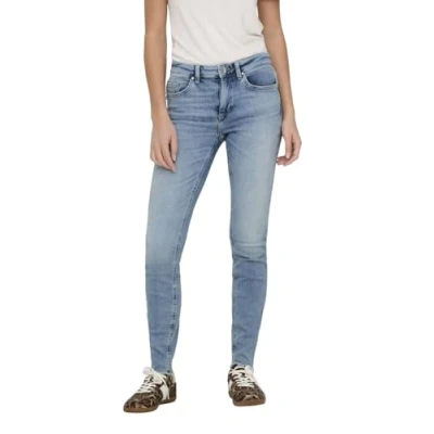 Image of ONLY Women&#039;s Skinny Fit Jeans, Light Medium Blue Denim., L