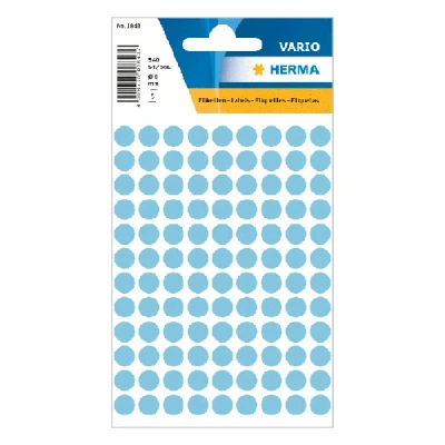 Image of HERMA Dot Stickers Light Blue, 540 Labels, Ø 8 mm, 108 Labels per Sheet, Self Adhesive Round Colour Stickers, Blank Marking Dots, Sticky Circle for Color Coding Calendar
