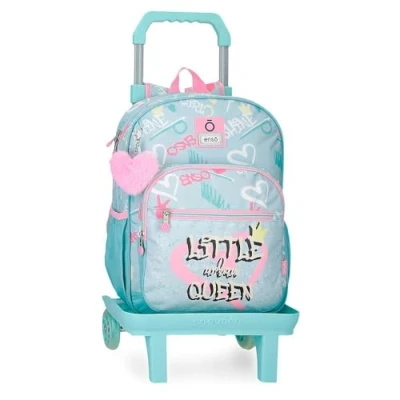 Image of Enso Little Urban Queen School Backpack with Trolley Blue 30x38x12cm Polyester, Blue, 30x38x12 cms, Trolley,