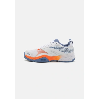 Image of K SWISS Speedex Clay court tennis shoes, Men&#039;s, Size: 11, White/infinity/scarlet ibis shoes