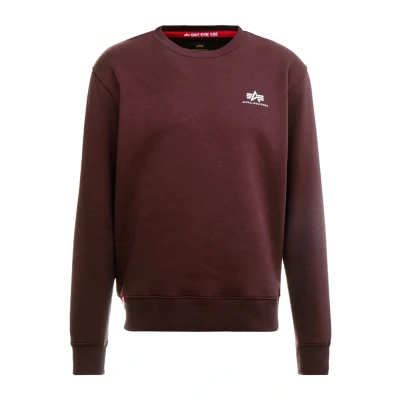 Image of Alpha Industries Small LOGO Sweatshirt, Men&#039;s, Size: Small, Deep maroone