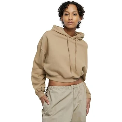 Image of Urban Classics Cropped Heavy Hoodie, Women&#039;s, Size: 4XL, Warmsand