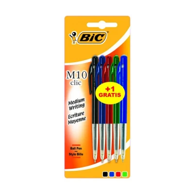 Image of BIC M10 Original Ballpoint Pen in 4 Colours 0.32mm Line Width Pack of Ideal for the Office, Home Office or School