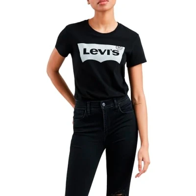Image of Levi&#039;s THE Perfect TEE Print Tshirt, Women&#039;s, Size: Small, Black