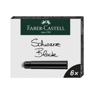 Image of FABER CASTELL 185507 Ink Cartridges Standard Pack of 6 Black Non Erasable