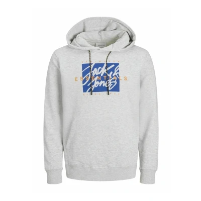 Image of JACK &amp; JONES Male Hoodie Logo Hoodie, White melange, S