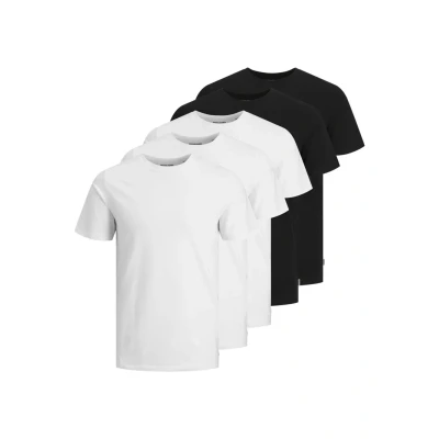 Image of Jack &amp; Jones 5 PACK Basic Tshirt, Men&#039;s, Size: Large, Black/white