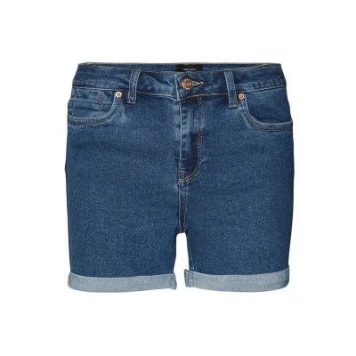 Image of Vero Moda Women&#039;s Vmluna Mr Fold Shorts Mix Ga Noos, Medium Blue (Medium Denim), L