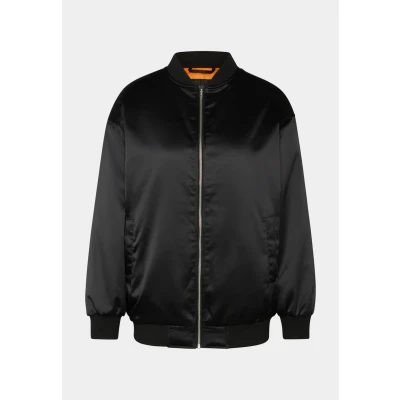 Image of Urban Classics Women&#039;s Ladies Oversized Satin Bomber Jacket, Black, XS
