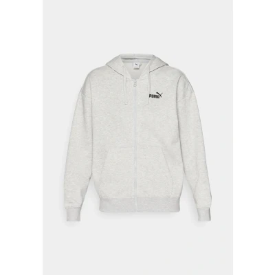 Image of Puma Small LOGO Comfort Fullzip Hoodie Zipup sweatshirt, Women&#039;s, Size: Medium, Light gray heather