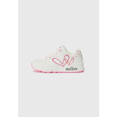 Image of Skechers Women&#039;s Uno Twin Hearts Sneaker, White, 5 UK