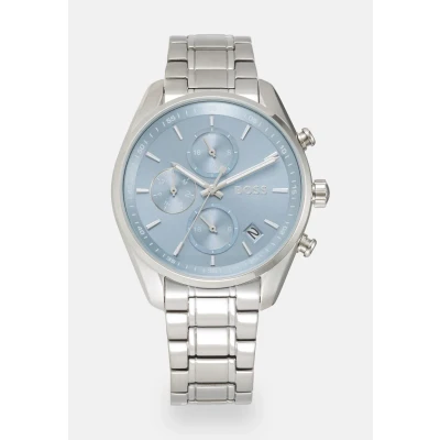 Image of BOSS Grand TOUR Ladies Chronograph watch silvercoloured/blue, Women&#039;s, Size: One Size, Silver coloured/blue