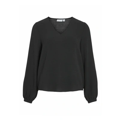 Image of Vila Women&#039;s Visurashil V Neck L/S Top/R/Dfs Blouse, Black Beauty, 8