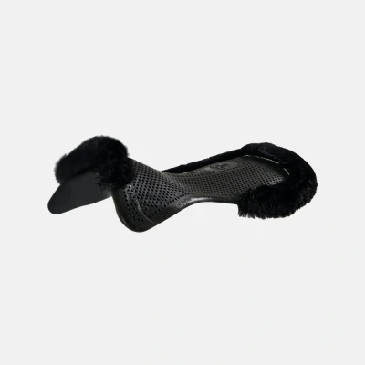 Image of Acavallo Cut Out Sheepskin Gel Pad With Dri Lex Black Medium Half Pads Horse &amp; Equestrian