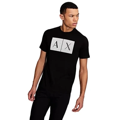 Image of Armani Exchange Print Tshirt, Men&#039;s, Size: XL, Black