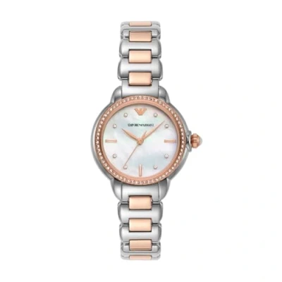 Image of Emporio Armani Watch silvercoloured/rosegoldcoloured, Women&#039;s, Size: One Size, Silver coloured/rosegold coloured