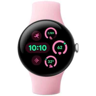 Image of Google Pixel Watch 3 41mm Silver (Pink Strap)