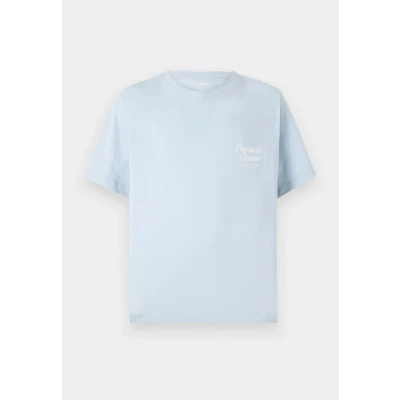 Image of Jack &amp; Jones Jornorrebro TYPO TEE CREW NECK Print Tshirt, Men&#039;s, Size: Small, Skyway