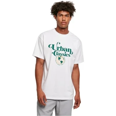 Image of Urban Classics Organic Globe LOGO TEE Print Tshirt, Men&#039;s, Size: XXL, White