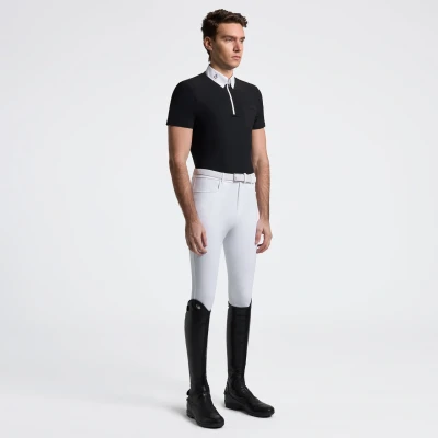 Image of Cavalleria Toscana Mens CT Jersey W/Pocket Show Shirt Short Sleeves Black IT39 Shirts Horse &amp; Equestrian