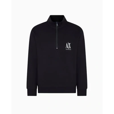 Image of Armani Exchange Men&#039;s Icon Project, Embroidered Logo, Front Zip Sweatshirt, Deep Navy, XXL