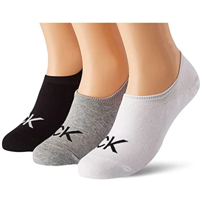 Image of Calvin Klein Underwear Footie HIGH CUT LOGO 3 PACK Unisex Trainer socks, Men&#039;s, Size: One Size, Grey combo