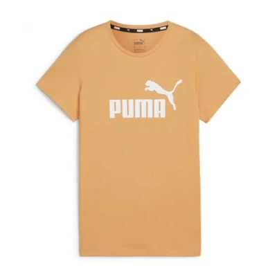 Image of Puma LOGO TEE Print Tshirt, Women&#039;s, Size: Small, Bright melon