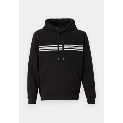 Image of Tommy Hilfiger Central Chest Stripe Hoody Unisex Sweatshirt, Size: 3XL, Black