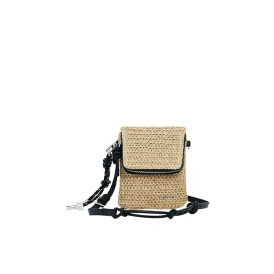 Image of Desigual Women&#039;s Mone_Half Logo Raffia_v Bi Fold Wallet, White/Dark Grey Heather, 12, 12