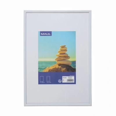 Image of Maul MAULart Picture Frame, 21 x 30 cm, Plastic Photo Frame for Portrait or Landscape Format, with Mount, Removable Ideal Photos, Collage and Pictures, White