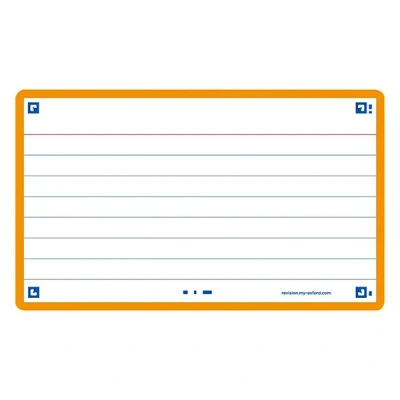 Image of Flash Cards by Oxford, Ruled with Orange Frame, Pack of 80 Cards, 7.5x12.5cm Size, 400133882