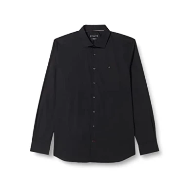 Image of Tommy Hilfiger CORE FLEX Poplin Formal shirt, Men&#039;s, Size: 17.5, Black