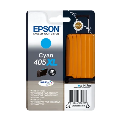 Image of Epson 405XL Cyan Suitcase High Yield Genuine, DURABrite Ultra Ink