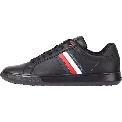 Image of Tommy Hilfiger Essential Cupsole Trainers, Men&#039;s, Size: 6.5, Triple black Leather