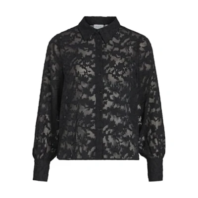 Image of Vila Women&#039;s Viflema New L/S Shirt Noos Blouse, Black Beauty, 12