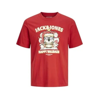 Image of JACK &amp; JONES Male T Shirt X Mas Crew Neck Shirt, Scarlet Sage, S