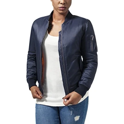 Image of Urban Classics Women&#039;s Ladies Basic Bomber Jacket, Blue Blau (Navy 155), XS