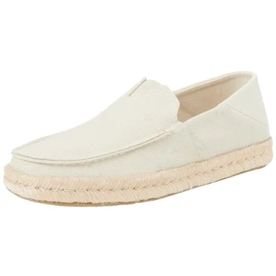 Image of TOMS Men&#039;s Alonso Loafer Rope Flat, Fog Heritage Canvas Suede, 6 UK