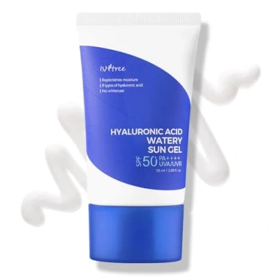 Image of ISNTREE Hyaluronic Acid Watery Sun Gel 50 ml SPF 50+ PA++++ Korean Skincare Lightweight &amp; Hydrating No White Cast Broad Spectrum Daily Sunscreen